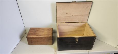 2 Wood Storage Boxes