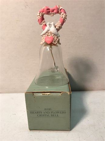 1992 Avon Hearts & Flowers Crystal Bell
