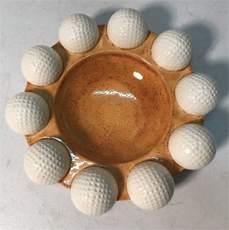 1983 Lil S Holland Mold? Ceramic Golf Ball Ashtray/Candy Dish