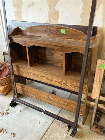 Bed Frame and Wood Shelf Headboard
