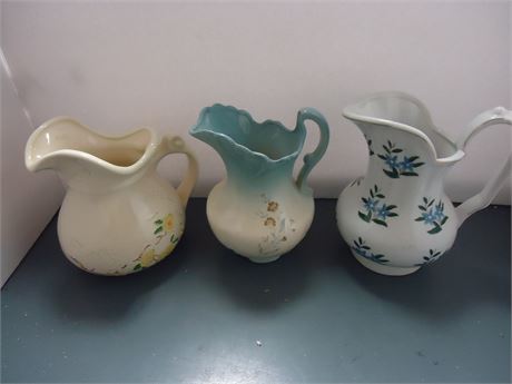 3 Small Vintage Water Pitchers