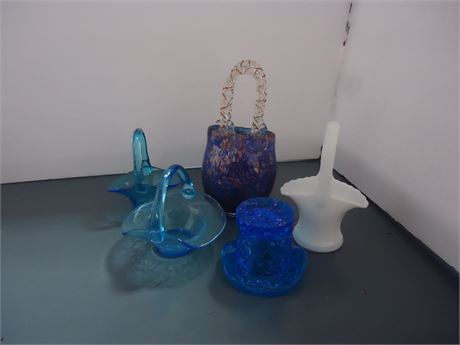 Various Glass Small Baskets. Unmarked