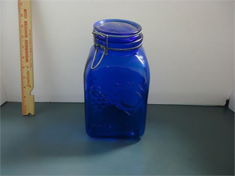 Cobalt Blue Glass Container With Lid