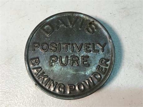 Vintage Davis Baking Powder Tin Lid
