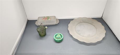 Lot Of Glassware & Candle