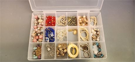 Lot Of Jewelry & Plastic Storage Container