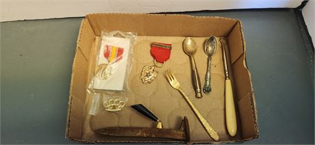 Railroad Spike & Metals & Vintage Spoons & Misc. Items