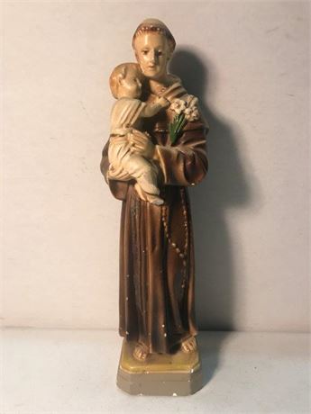 Vintage Chalkware St. Anthony with Baby Jesus