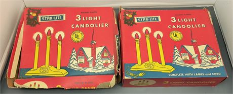 Lot Of 2 Star-Lite 3 Light Candolier
