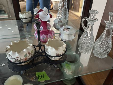 Decor Lot, Fenton Vase, Hand Painted