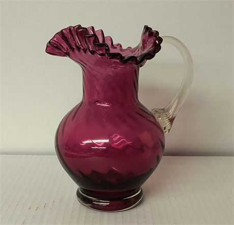 Cranberry Glass Ruffled Pitcher