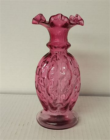 Cranberry Glass Ruffled Vase