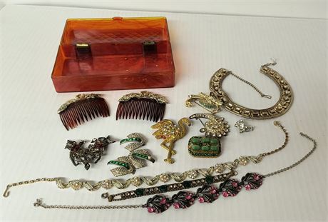 Box Of Rhinestone Jewelry