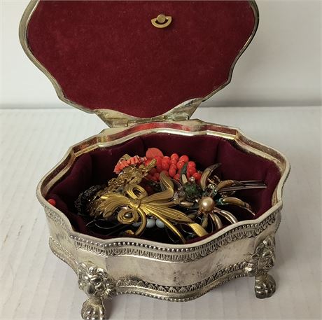 Silver Plate Chest Of Jewelry