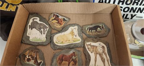 Small Slate Pieces With Horse Pictures On Them