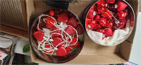 Heart String Lights & Christmas Ornaments