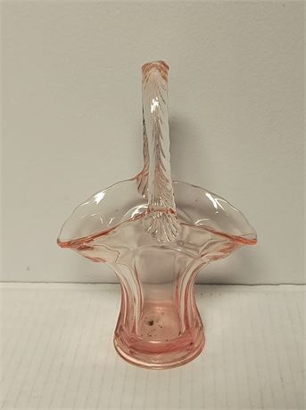 Vintage Pink Glass Basket