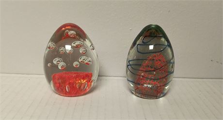2 Glass Paper Weights