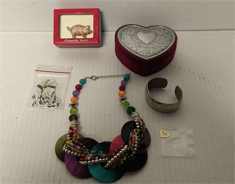 Stieff Pewter Bracelet & Misc. Jewelry