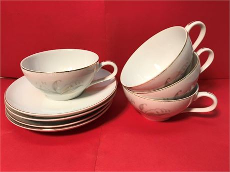 1961 Kayson Golden Rhapsody Teacups & Saucers