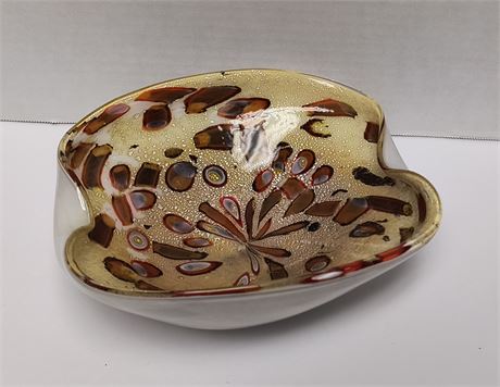 Unmarked Hand Blown Glass Bowl. Possible Murano?