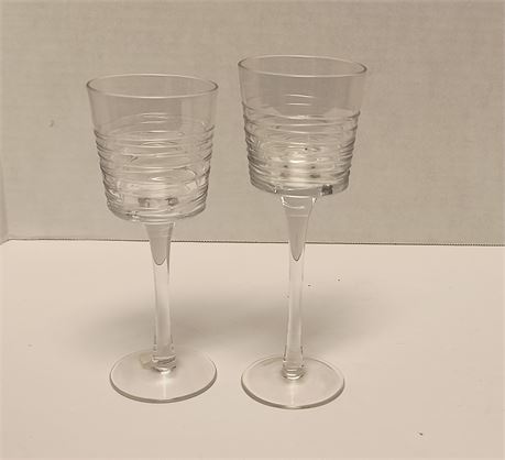 2 Clear Glass Candle Holders
