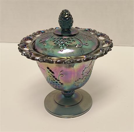 Vintage Carnival Glass Candy Dish With Lid