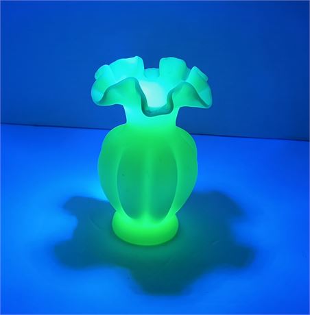 Fenton Custard Melon Vase. Uranium Glass