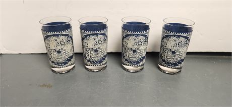 4 Royal Brand Currier And Ives Drinking Glasses