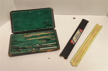 Machinist Drafting Tools & Lawrence Slide Rule