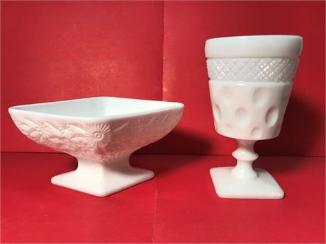 McKee Thatcher Opal & Indiana Milk Glass Pineapple & Floral