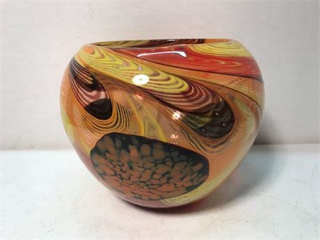 Murano Style Glass Swirl Vase