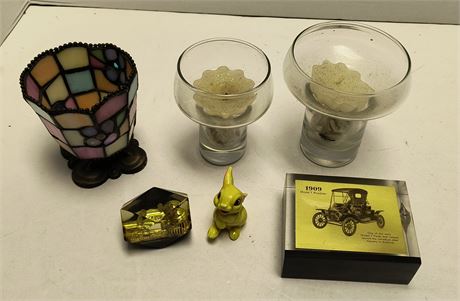 Paperweight and candle holders