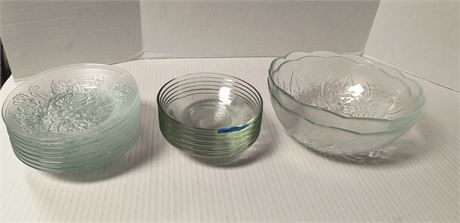 Lot Of Clear Glass Plates And Bowls