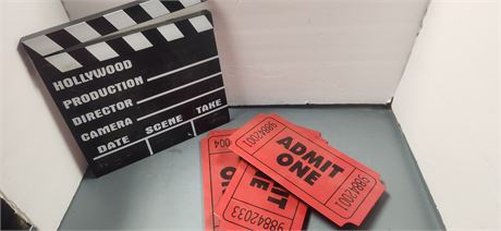 Hollywood Movie Clapper & Movie Tickets Wall Decorations
