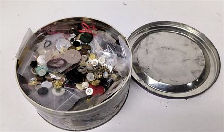 Tin Of Various Buttons