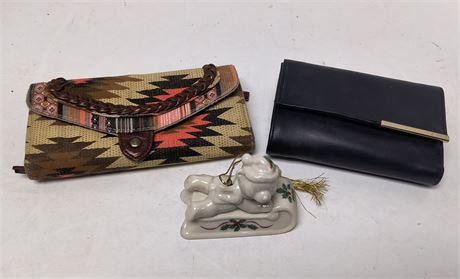 Lenox Bear On Sleigh Ornament & 2 Wallets