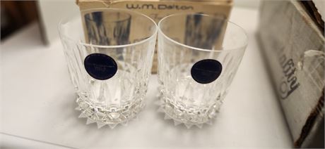 W.M. Dalton French Lead Crystal 2 Old Fashioned Drinking Glasses
