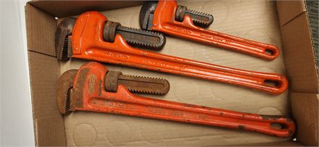 Rigid 10" & 18" & 18" Pipe Wrenches