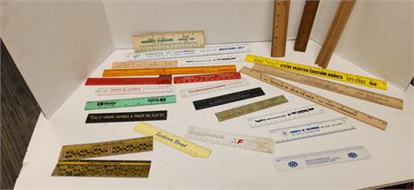 Lot Of Rulers With Various Advertising On Them
