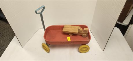 Vintage Rambler Toy Wagon & Wood Truck