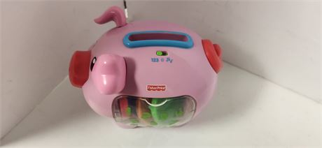 Pink Fisher Price Piggy Bank With Toy Coins