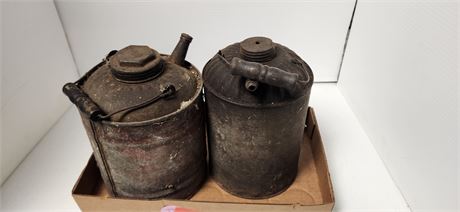 Vintage Galvanized Metal Oil Cans