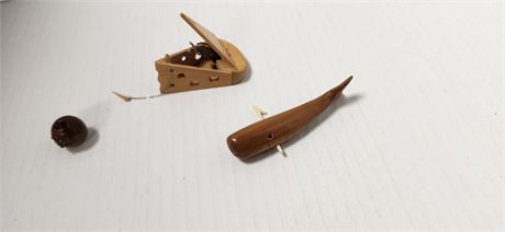 Small Wood Mouse & Whale Decorations