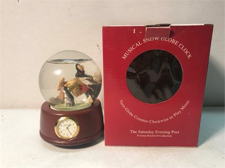 Norman Rockwell Saturday Evening Post Snowglobe & Clock