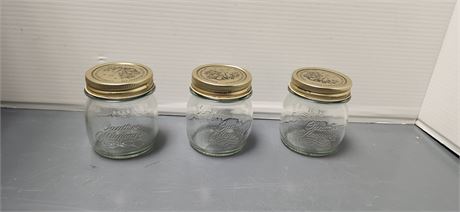 3 Small Glass Jars With Lids