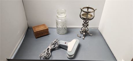 Lot Of Misc. Items. Candle Holder Needs Repaired Has One Broken Leg.