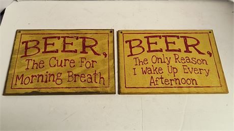 2 Wood Beer Signs