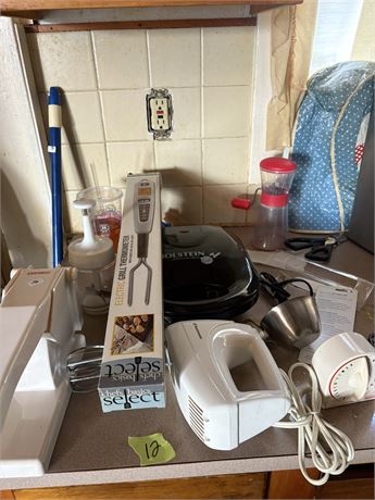 Kitchen Item Lot, Mixer, Chopper, Thermometer, Misc