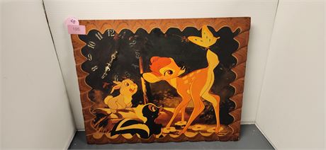 Vintage Bambi Wood Clock
